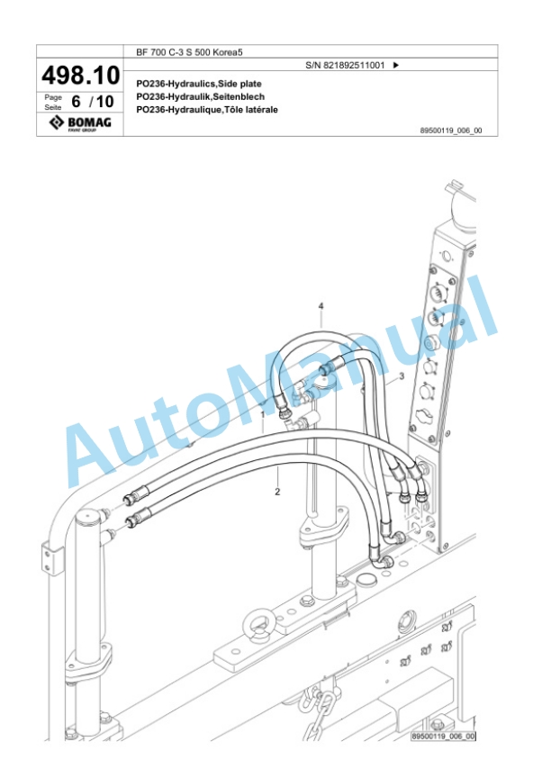 Bomag BF 700 C-3 S 500 Korea5 Paver Spare Parts Catalogue 00826693-5