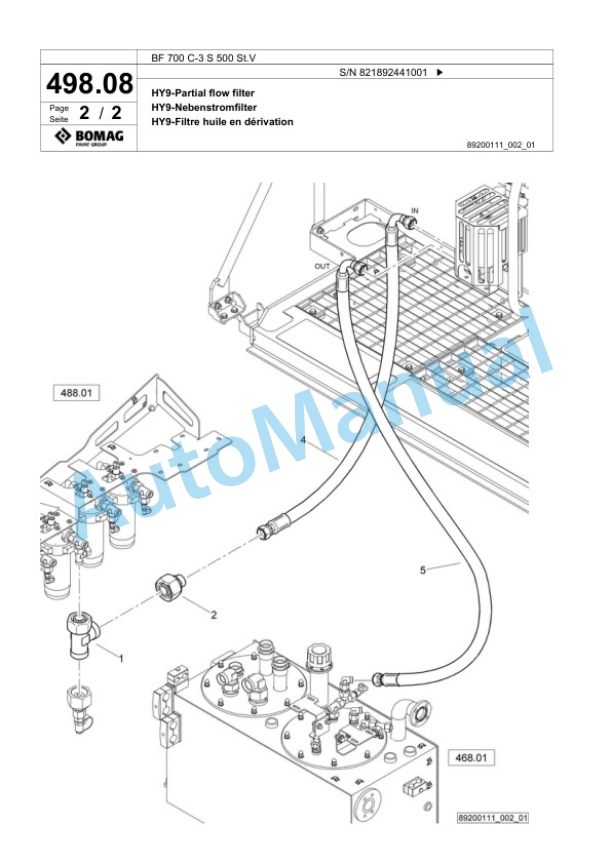 Bomag BF 700 C-3 S 500 St.V Paver Spare Parts Catalogue 00827171-4