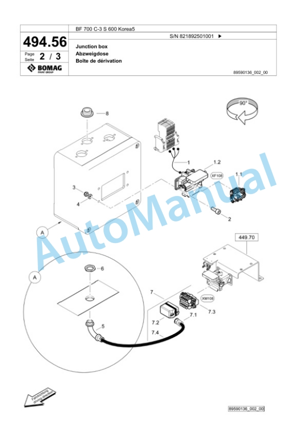 Bomag BF 700 C-3 S 600 Korea5 Paver Spare Parts Catalogue 00827127-2