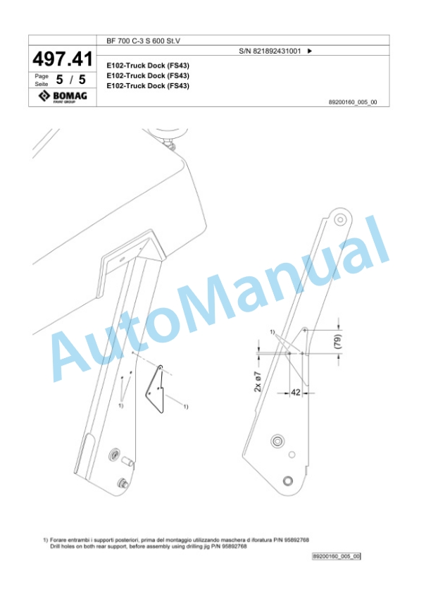 Bomag BF 700 C-3 S 600 St.V Paver Spare Parts Catalogue 00826353-5