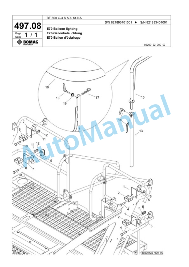 Bomag BF 800 C-3 S 500 St.IIIA Paver Spare Parts Catalogue 00826409-4