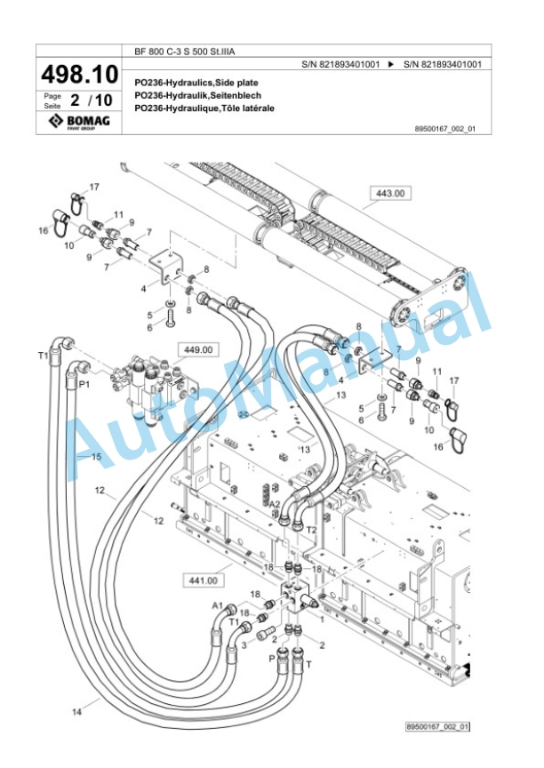 Bomag BF 800 C-3 S 500 St.IIIA Paver Spare Parts Catalogue 00826409-5