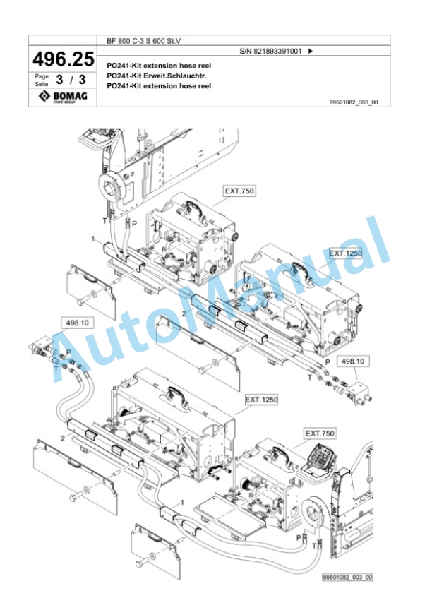 Bomag BF 800 C-3 S 600 St.V Paver Spare Parts Catalogue 00826407-4