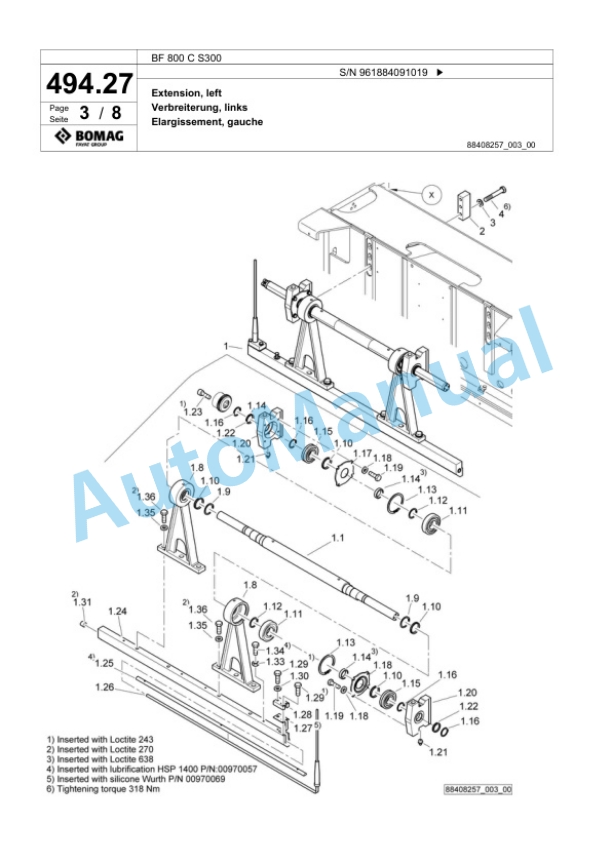 Bomag BF 800 C S300 Paver Spare Parts Catalogue 00826225-2