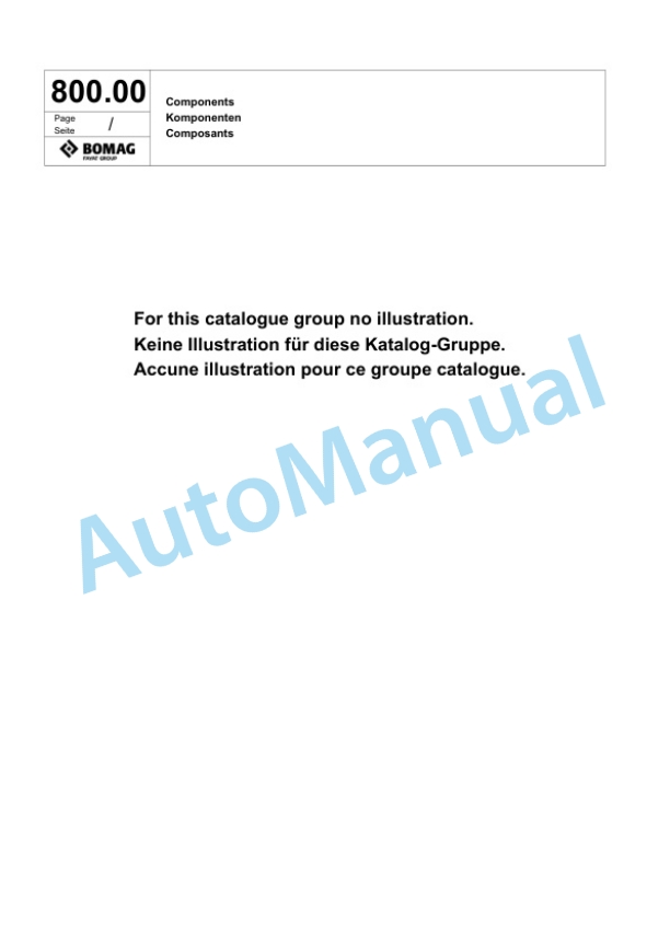 Bomag BF 800 C S300 Paver Spare Parts Catalogue 00826225-3