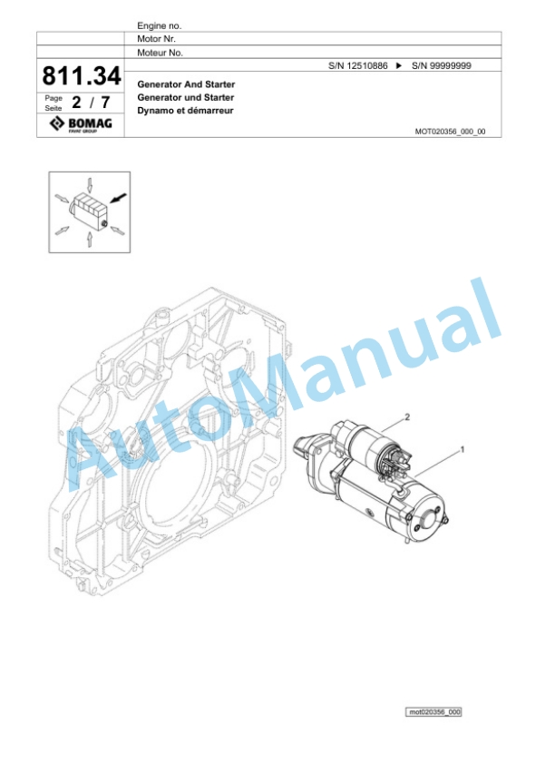 Bomag BF 800 C S300 Paver Spare Parts Catalogue 00826225-5