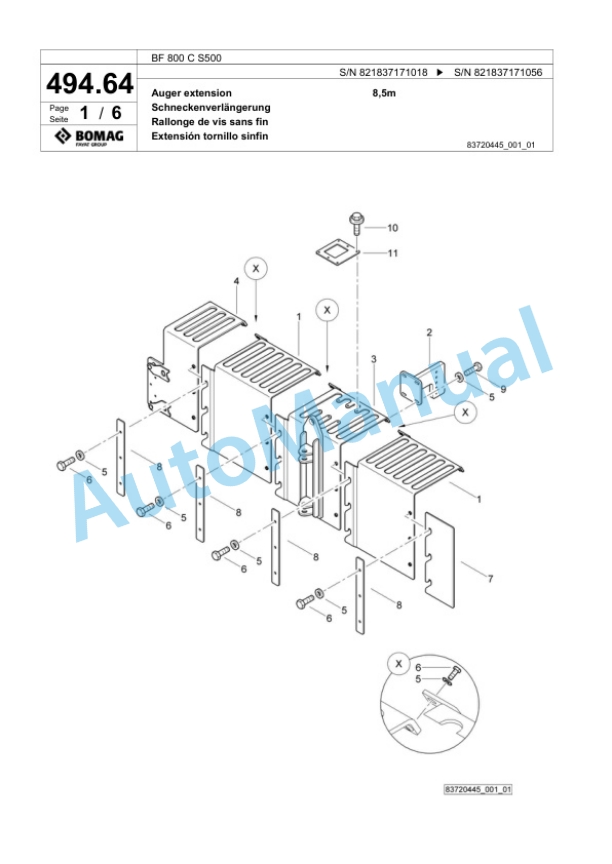Bomag BF 800 C S500 Paver Spare Parts Catalogue 00800677-4