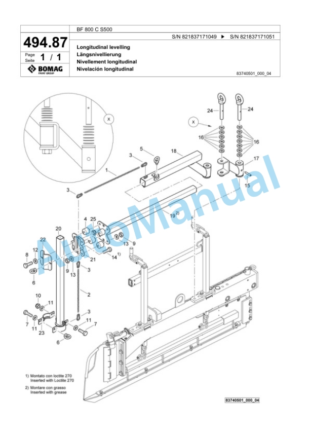 Bomag BF 800 C S500 Paver Spare Parts Catalogue 00800677-5