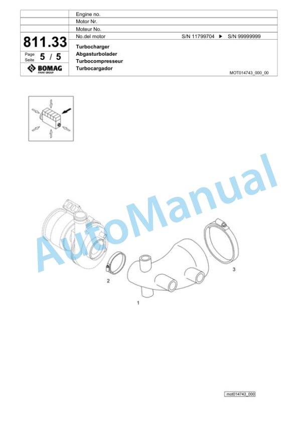 Bomag BF 800 C S500 Paver Spare Parts Catalogue 00800827-5