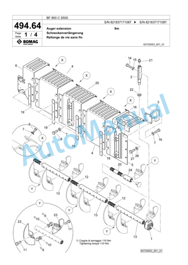 Bomag BF 800 C S500 Paver Spare Parts Catalogue 00800871-4