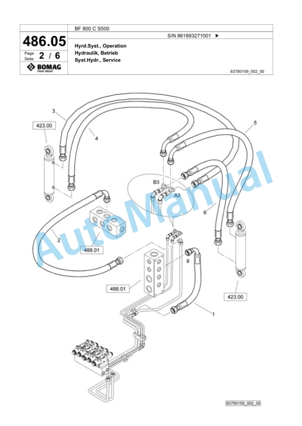 Bomag BF 800 C S500 Paver Spare Parts Catalogue 00800935-2
