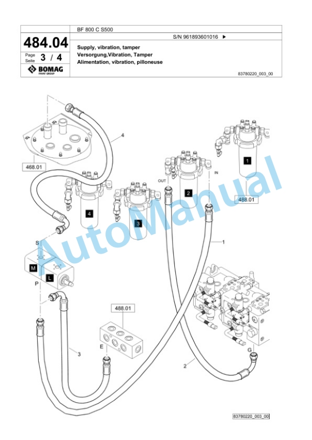 Bomag BF 800 C S500 Paver Spare Parts Catalogue 00826231-2