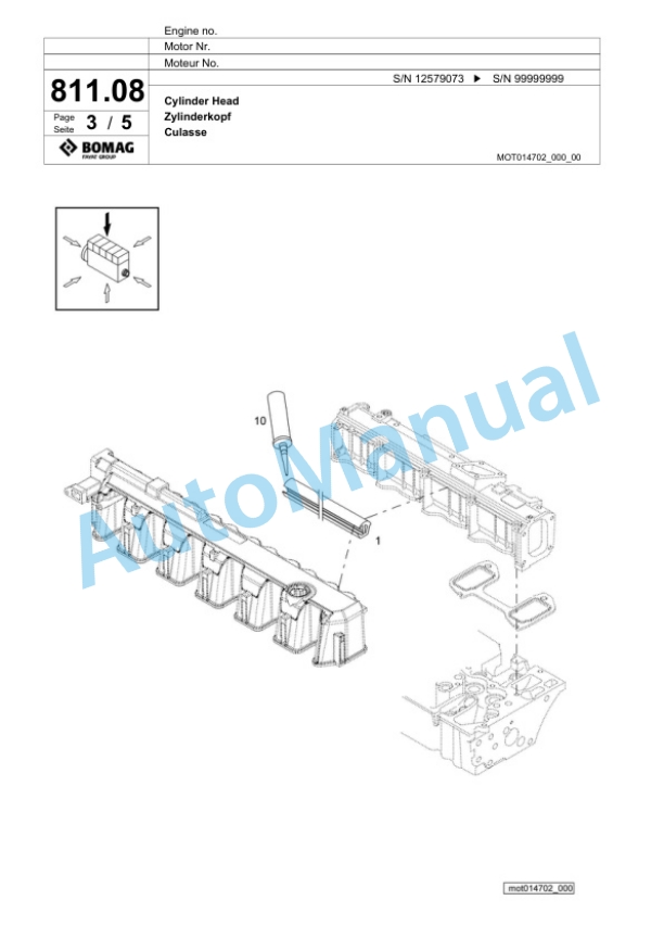 Bomag BF 800 C S500 Paver Spare Parts Catalogue 00826231-3