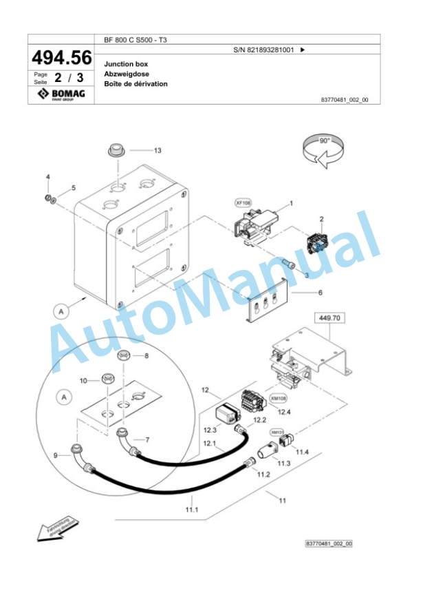 Bomag BF 800 C S500 - T3 Paver Spare Parts Catalogue 00800937-2