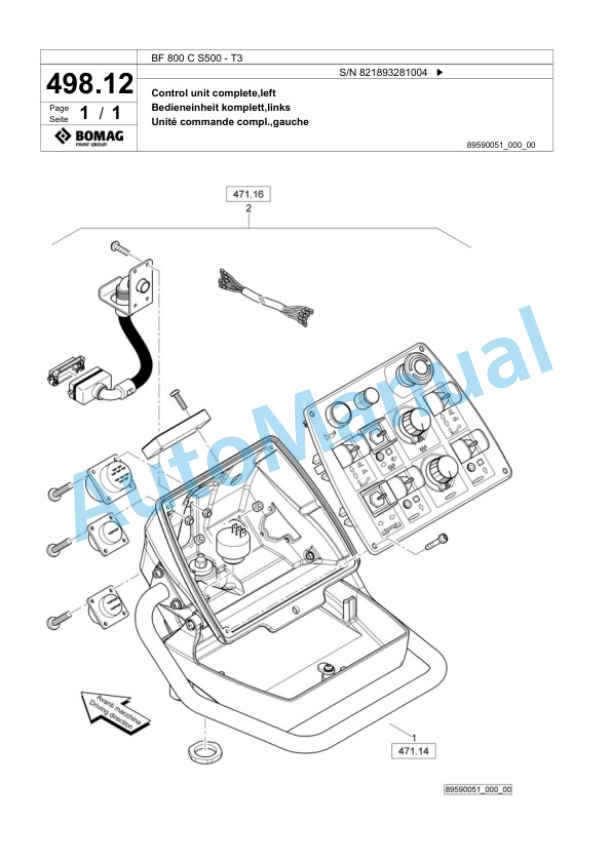 Bomag BF 800 C S500 - T3 Paver Spare Parts Catalogue 00800937-5