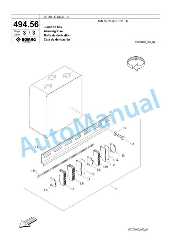 Bomag BF 800 C S600 - 4i Paver Spare Parts Catalogue 00824211-2