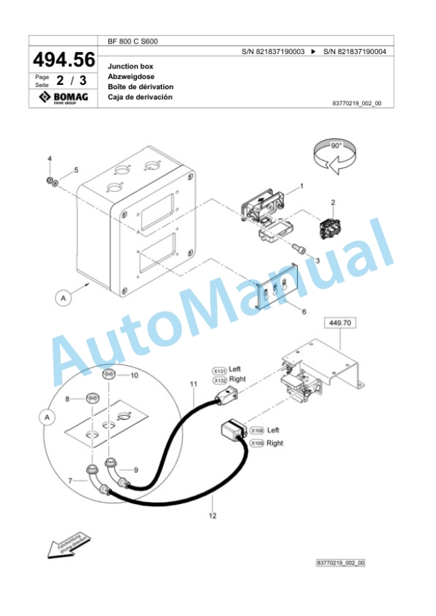 Bomag BF 800 C S600 Paver Spare Parts Catalogue 00800681-3