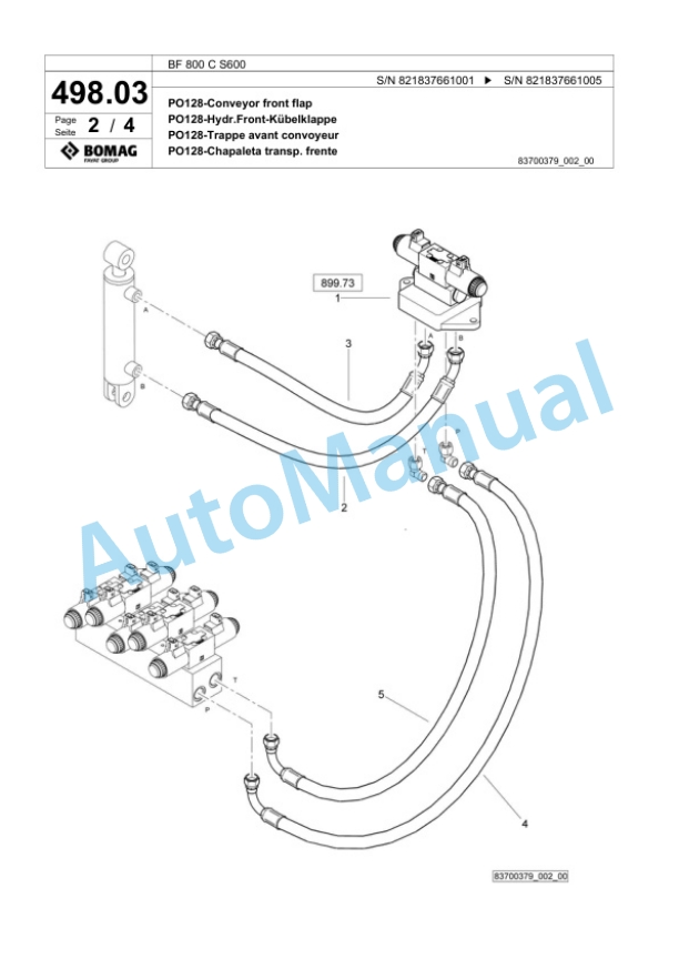 Bomag BF 800 C S600 Paver Spare Parts Catalogue 00800683-4