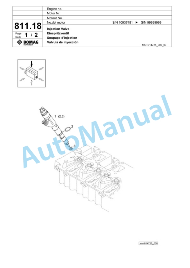 Bomag BF 800 C S600 Paver Spare Parts Catalogue 00800779-5