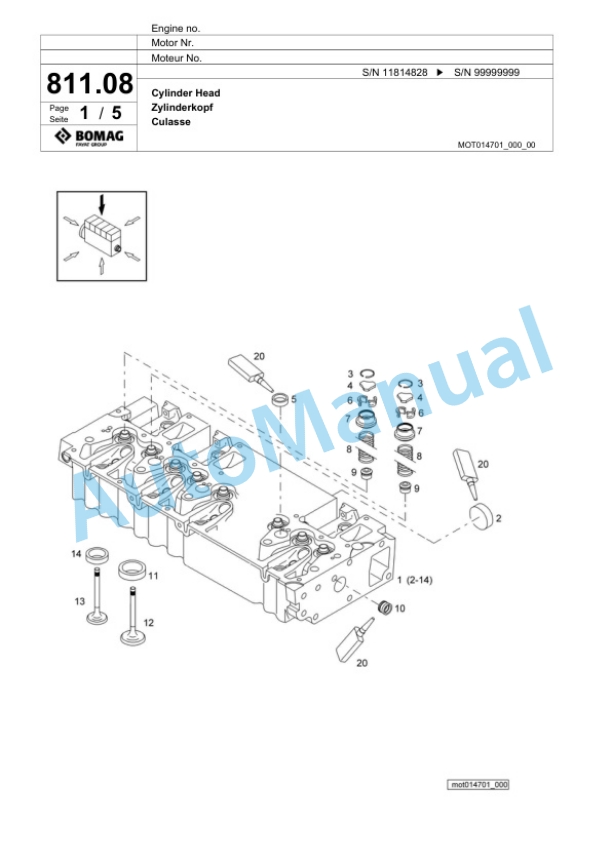 Bomag BF 800 C S600 Paver Spare Parts Catalogue 00800851-5