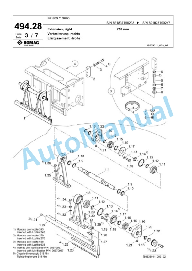 Bomag BF 800 C S600 Paver Spare Parts Catalogue 00800873-2