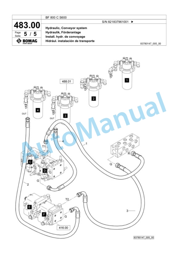 Bomag BF 800 C S600 Paver Spare Parts Catalogue 00824541-2