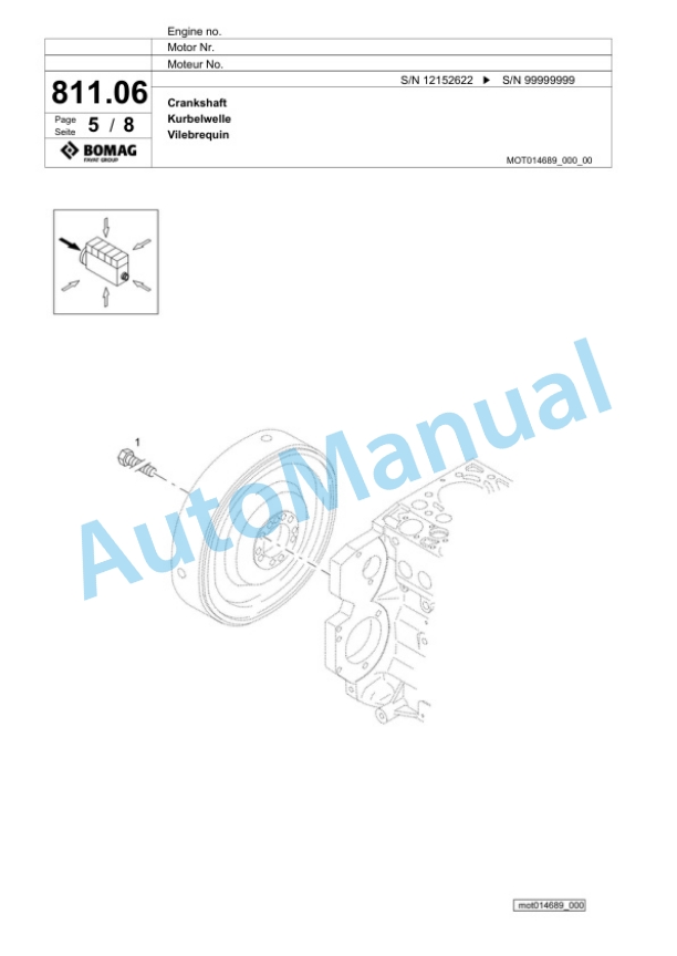 Bomag BF 800 C S600 Paver Spare Parts Catalogue 00826229-3