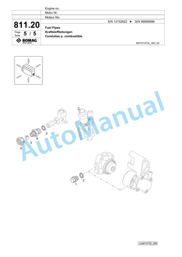 Bomag BF 800 C S600 Paver Spare Parts Catalogue 00826229-4
