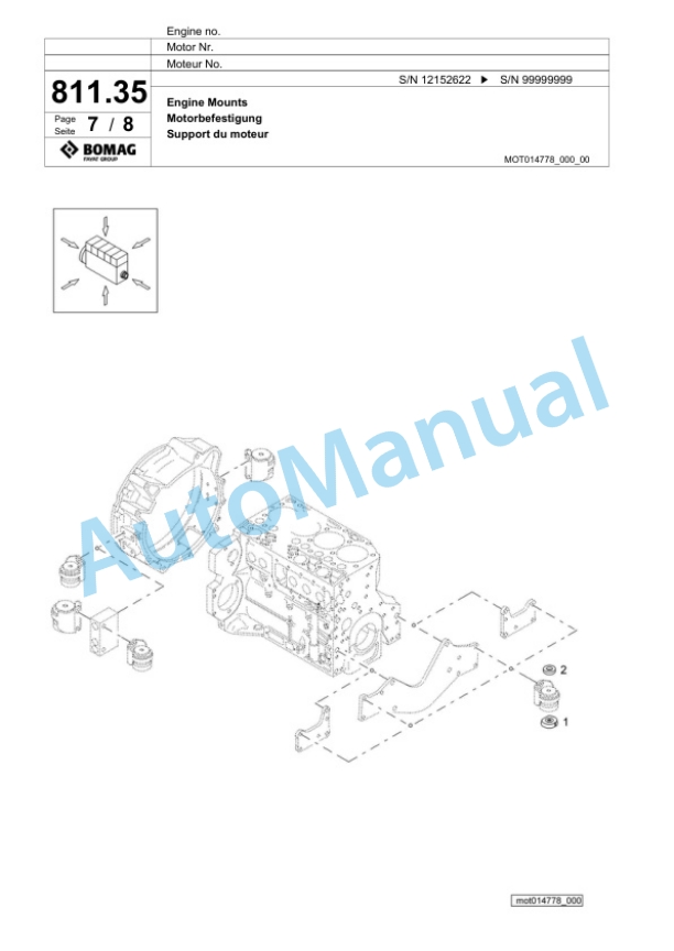 Bomag BF 800 C S600 Paver Spare Parts Catalogue 00826229-5