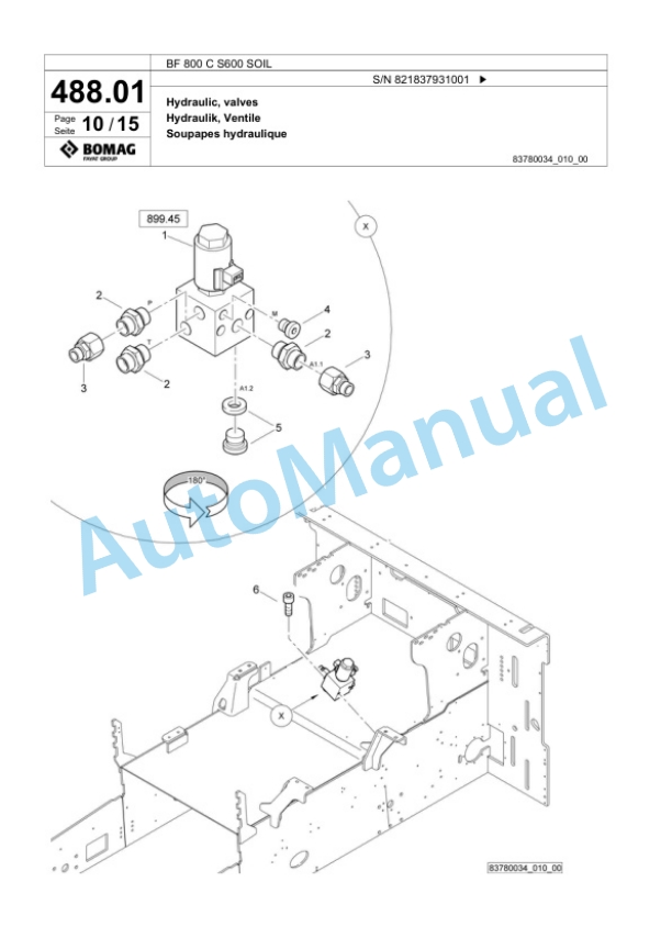 Bomag BF 800 C S600 SOIL Paver Spare Parts Catalogue 00800745-2