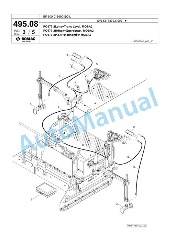 Bomag BF 800 C S600 SOIL Paver Spare Parts Catalogue 00800745-3