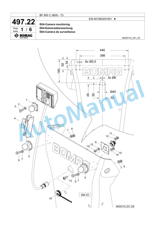 Bomag BF 800 C S600 - T3 Paver Spare Parts Catalogue 00800939-5