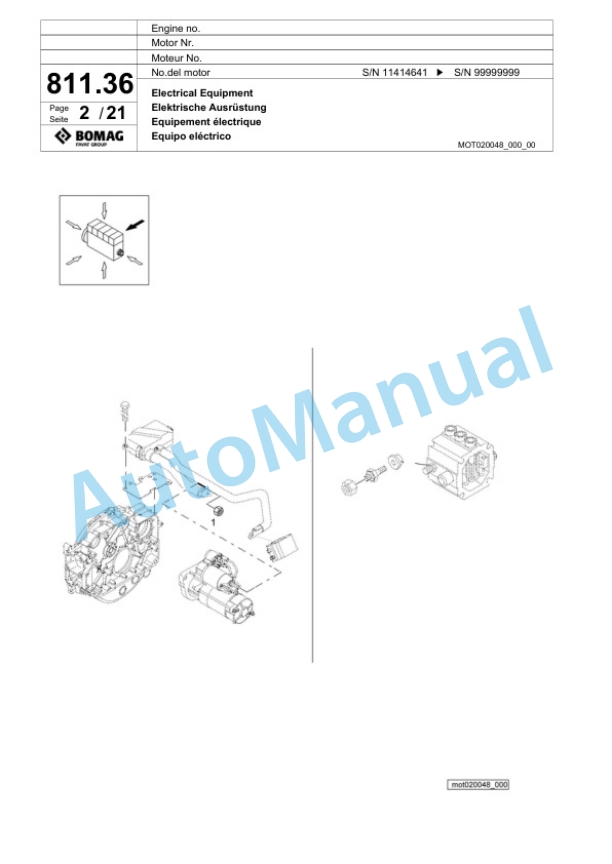 Bomag BF 800 P S500 - 4i Paver Spare Parts Catalogue 00824217-4