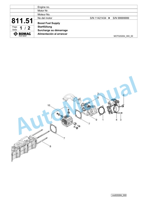 Bomag BF 800 P S500 - 4i Paver Spare Parts Catalogue 00824217-5