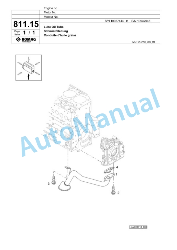 Bomag BF 800 P S500 Paver Spare Parts Catalogue 00800687-4