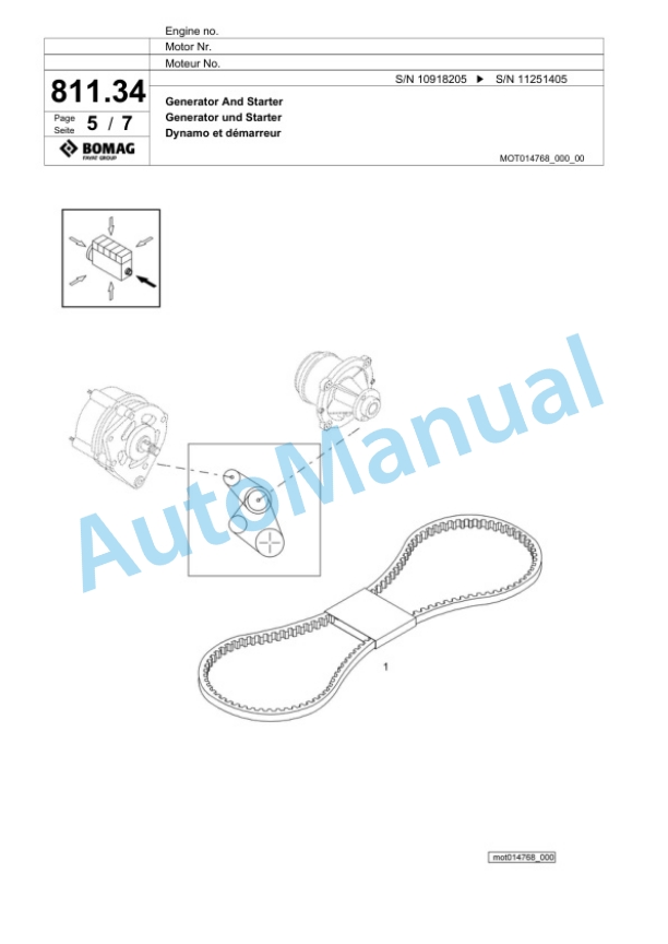 Bomag BF 800 P S500 Paver Spare Parts Catalogue 00800687-5