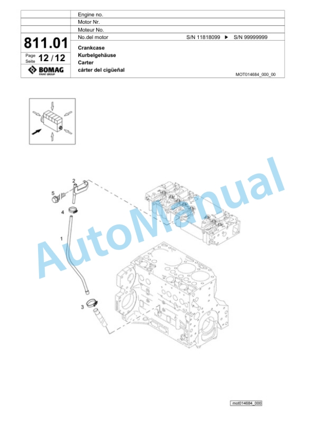 Bomag BF 800 P S500 Paver Spare Parts Catalogue 00800831-3