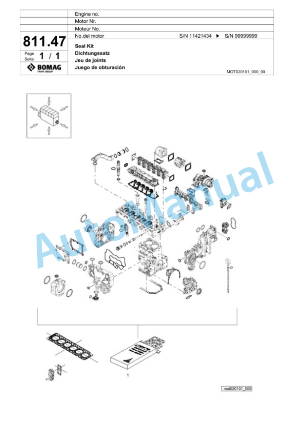 Bomag BF 800 P S600 - 4i Paver Spare Parts Catalogue 00824219-5