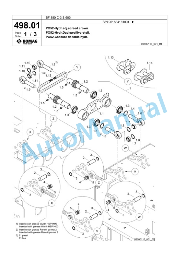 Bomag BF 880 C-3 S 600 Paver Spare Parts Catalogue 00826635-4