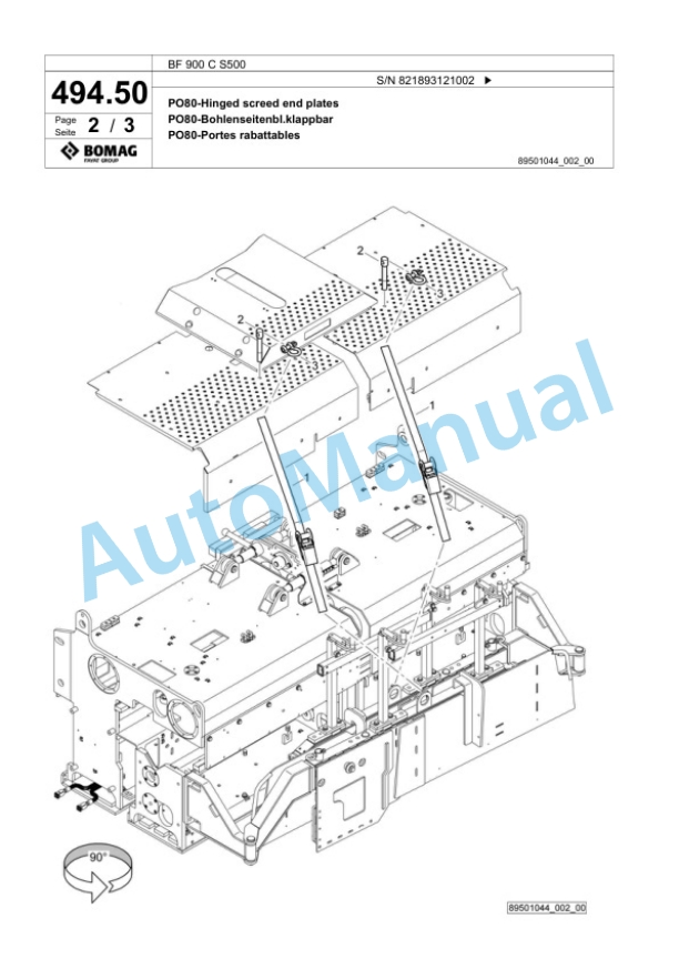Bomag BF 900 C S500 Paver Spare Parts Catalogue 00800821-2