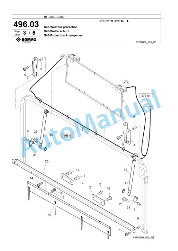 Bomag BF 900 C S500 Paver Spare Parts Catalogue 00800821-5