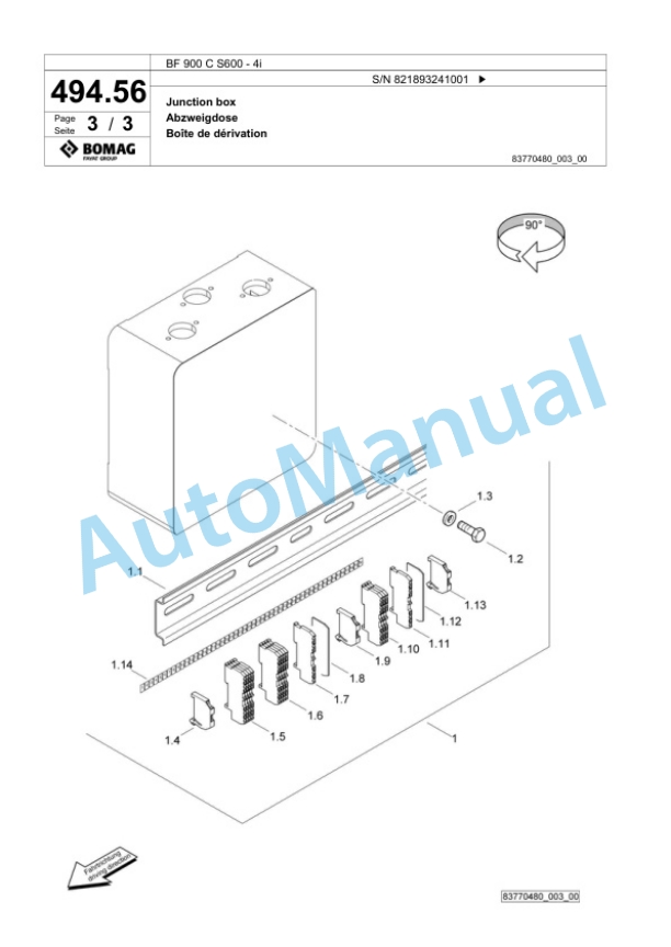 Bomag BF 900 C S600 - 4i Paver Spare Parts Catalogue 00800921-2
