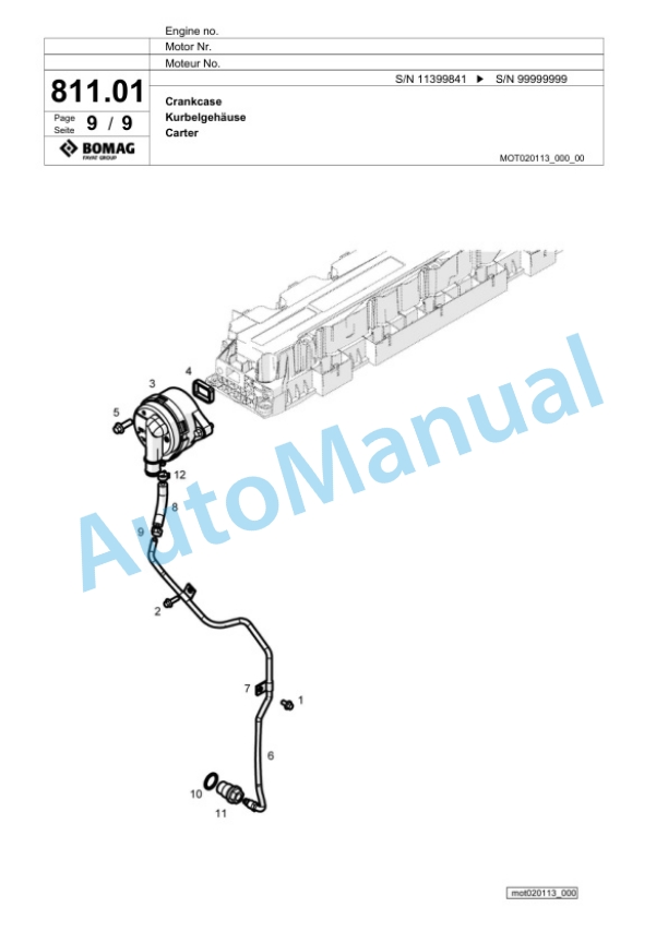 Bomag BF 900 C S600 - 4i Paver Spare Parts Catalogue 00800921-4