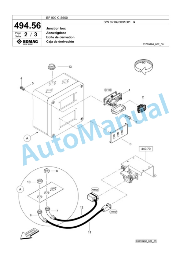 Bomag BF 900 C S600 Paver Spare Parts Catalogue 00800771-2