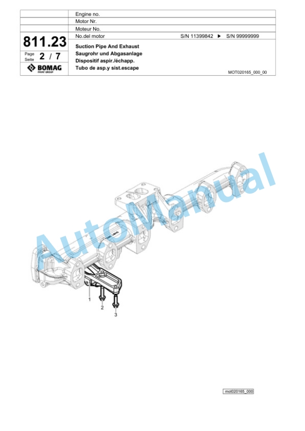 Bomag BF 900 C S600 Paver Spare Parts Catalogue 00800771-4