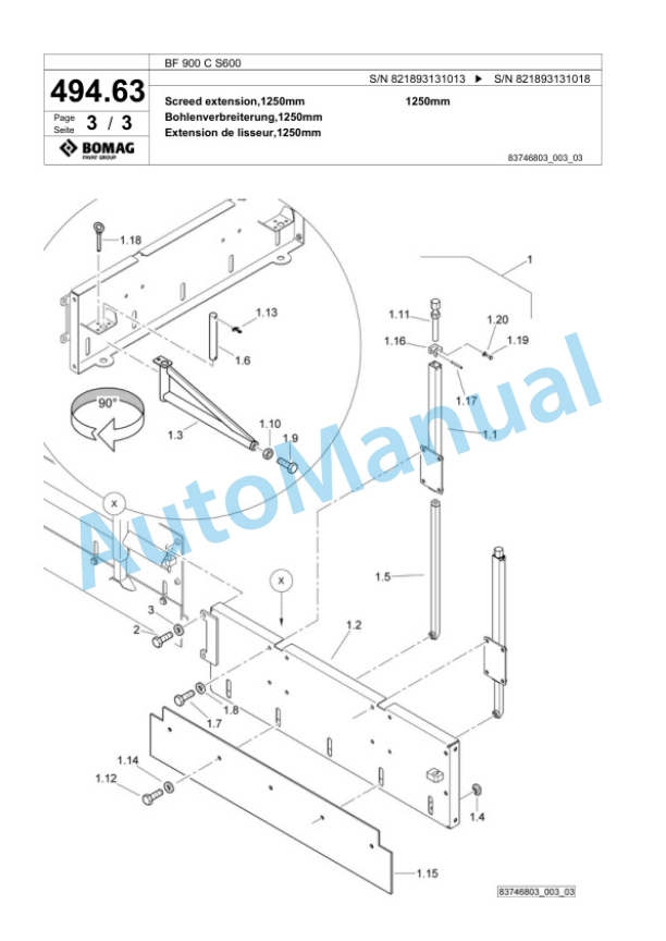 Bomag BF 900 C S600 Paver Spare Parts Catalogue 00800823-3