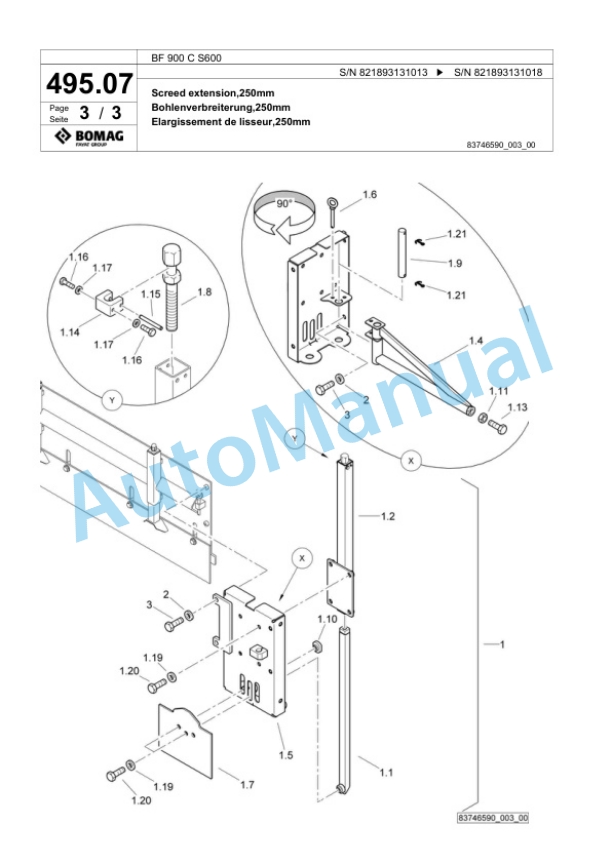 Bomag BF 900 C S600 Paver Spare Parts Catalogue 00800823-5