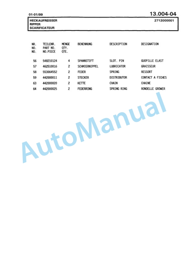 Bomag BG 110 TA Motor Grader Spare Parts Catalogue 00811218-5