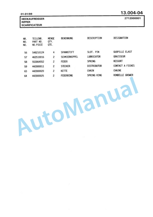 Bomag BG 110 TA Motor Grader Spare Parts Catalogue 00811219-5
