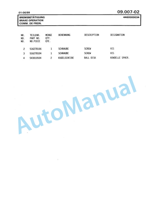 Bomag BG 160T Motor Grader Spare Parts Catalogue 00811234-3